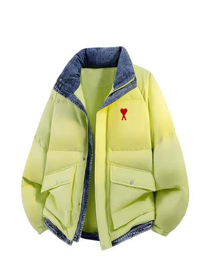 Denim patchwork down jacket THOM TREND